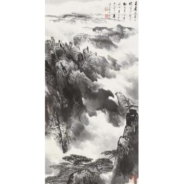 徐子鹤辛酉（1981）年作黄山烟云立轴水墨纸本