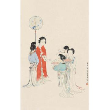 郑慕康庚寅（1950）年作仕女图立轴设色纸本