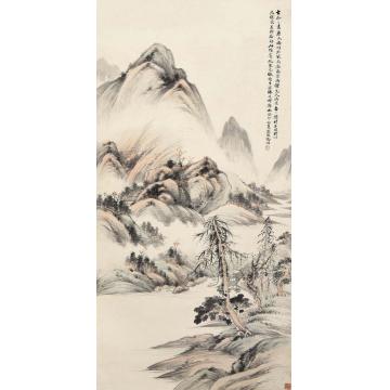 冯超然癸卯（1903）年作仿宋元山水立轴设色纸本