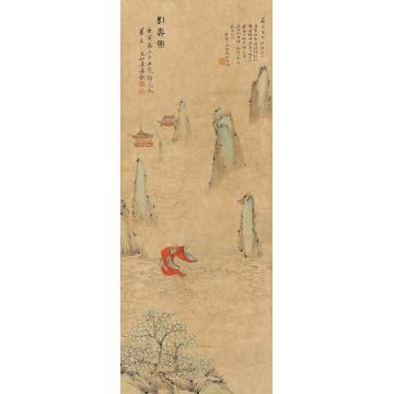 吴友如庚寅（1890）年作引寿图屏轴设色纸本