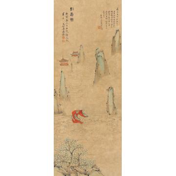 吴友如庚寅（1890）年作引寿图屏轴设色纸本