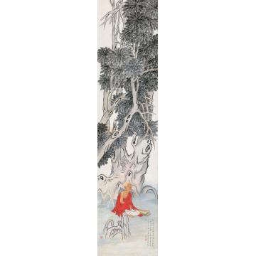 俞明乙亥（1935）年作菩提树下立轴设色纸本