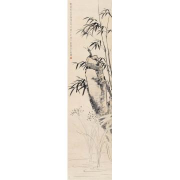 方介堪1975年作竹石兰草立轴水墨纸本
