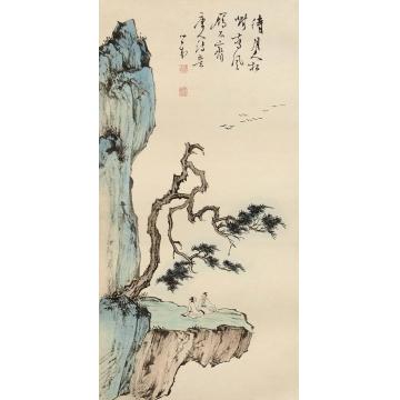 溥儒松雁高士镜片设色纸本