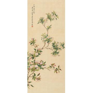 缪嘉蕙庚寅（1890）年作桃花立轴设色绢本