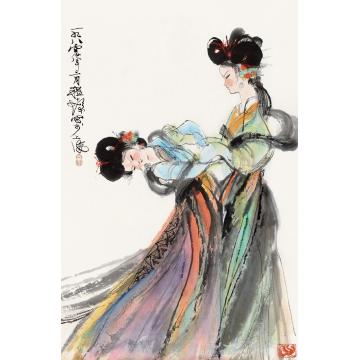 程十发1980年作仕女图镜片设色纸本