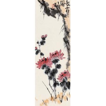 李苦禅艳霜图立轴设色纸本