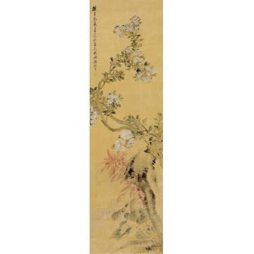 张熊春意图立轴设色绢本