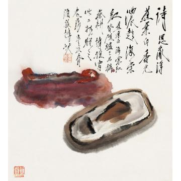 唐云辛亥（1971）年作书房清玩镜片设色纸本