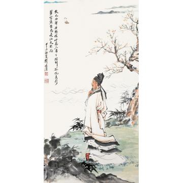 刘凌沧甲子（1984）年作李白诗意立轴设色纸本