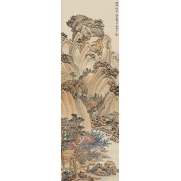 应野平秋林精舍立轴设色纸本