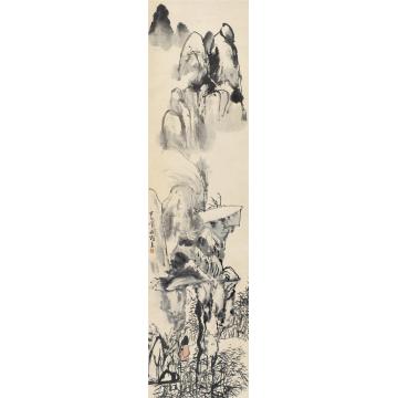 钱瘦铁甲子（1924）年作山林行人立轴设色纸本