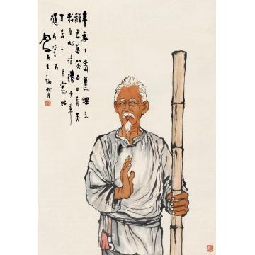 吕凤子丁亥（1947）年作老骥伏枥镜片设色纸本