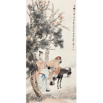 倪田辛丑（1901）年作风尘三侠立轴设色纸本