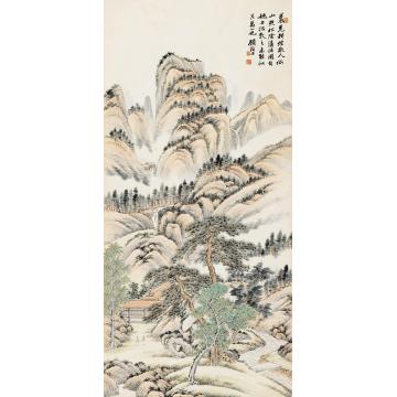 顾麟士松阴清话立轴设色纸本