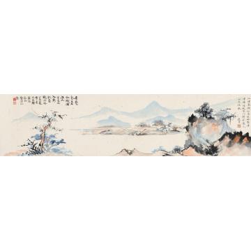 饶宗颐丁巳（1977）年作江诸暮潮镜片设色纸本