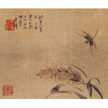 李鱓花卉草虫镜片纸本