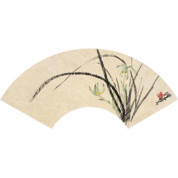 陈佩秋兰花扇片设色纸本
