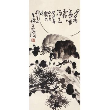 李苦禅松雀立轴纸本