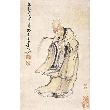 黄慎无量寿佛图立轴纸本
