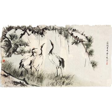 张聿光松鹤图镜心设色纸本款识：山阴张聿光画于沪江钤印：山阴画师，张聿光