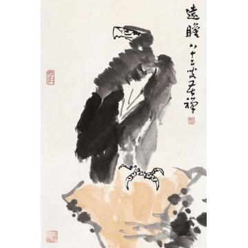 李苦禅老鹰立轴纸本