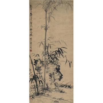 李方膺1744年作竹石图立轴水墨纸本