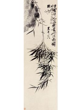吴历竹石图立轴纸本