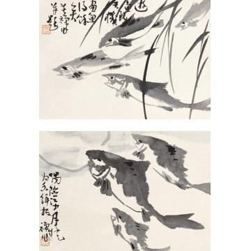 李苦禅鱼乐图立轴纸本