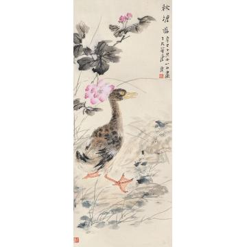 唐云秋塘图立轴纸本