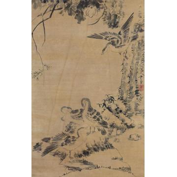 八大山人芦雁图立轴纸本