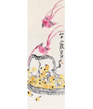 齐白石花鸟立轴纸本