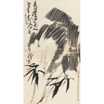 李苦禅蕉叶竹子立轴纸本