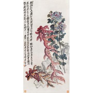 吴昌硕牡丹立轴纸本