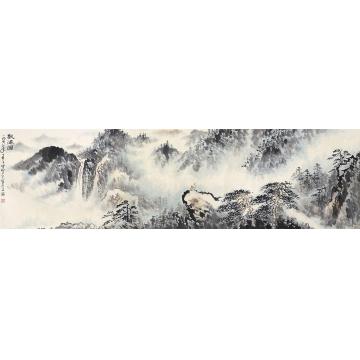 应野平观瀑图立轴纸本