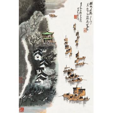 李可染1980年作桂林山水镜片设色纸本