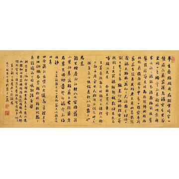 刘墉（古）壬子（1792）年作行书诗卷镜片手绘龙纹笺