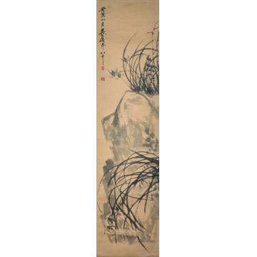 吴昌硕1923年作兰石图立轴水墨纸本