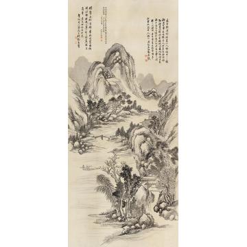 张熊1868年作唐人诗意图立轴设色绢本