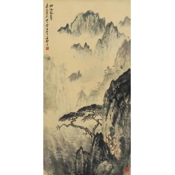 应野平1973年作西海云峯图立轴设色纸本