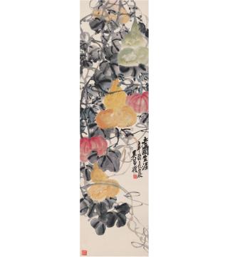 吴昌硕1921年作老圃生涯图立轴设色纸本