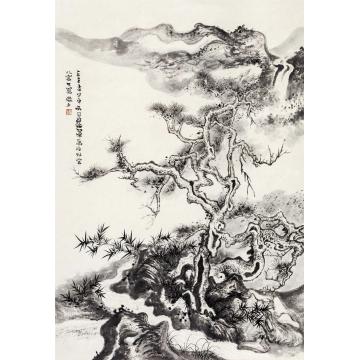 陆俨少甲申（1944）年作虬松幽篁立轴水墨纸本