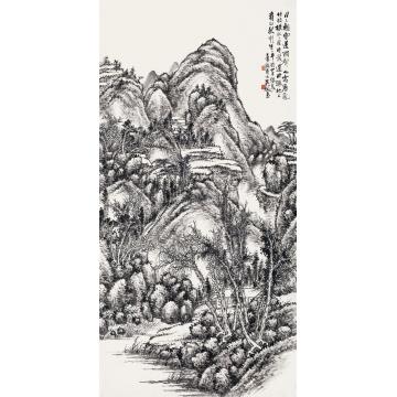 吴待秋辛酉（1921）年作消夏图立轴水墨纸本
