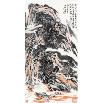 陆俨少1977年作雁荡胜景镜片设色纸本