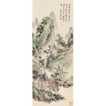 黄宾虹1935年作匀绿山衔璧月明立轴纸本