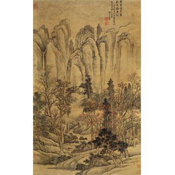 王翚乙亥（1695）年作群峦秋色立轴设色绢本