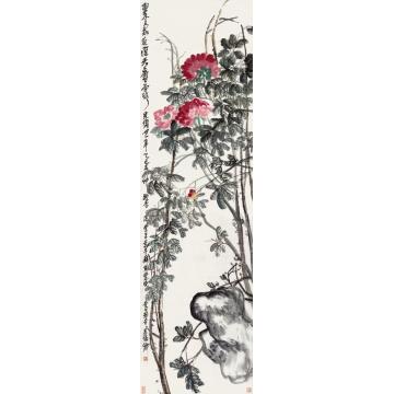 吴昌硕乙巳（1905）年作富贵天香立轴设色纸本