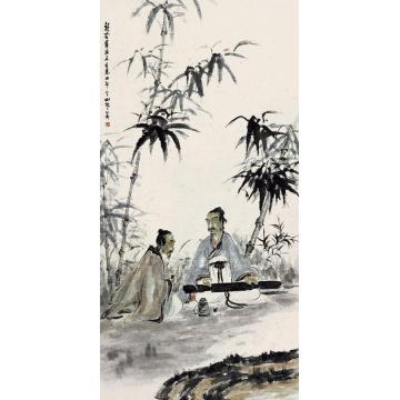 傅抱石听琴立轴