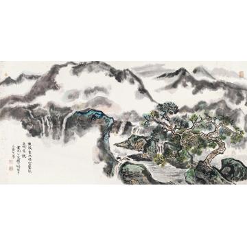 程十发庚辰（2000）年作五泄奇观镜片设色纸本