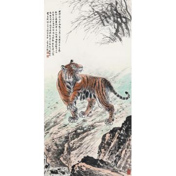 胡若思深山啸虎立轴设色纸本
